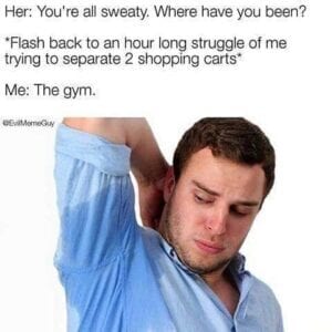 Sweating Trying to Separate Shopping Carts Meme